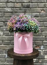 Цветочная композиция из Гипсофила и Розы в шляпной коробке #REPLACE_PRED# Малке