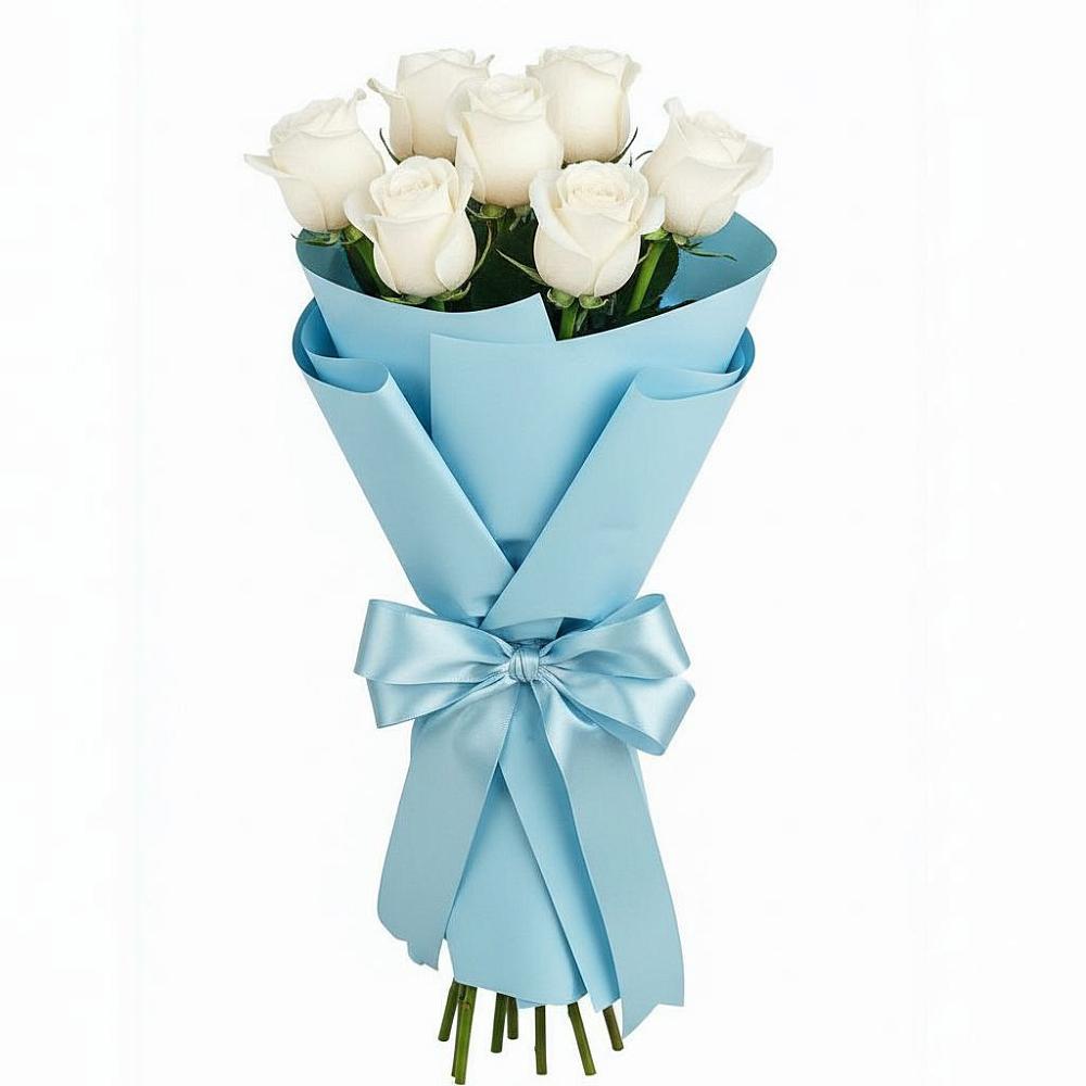 Букет 7 белых роз Проуд в Малке