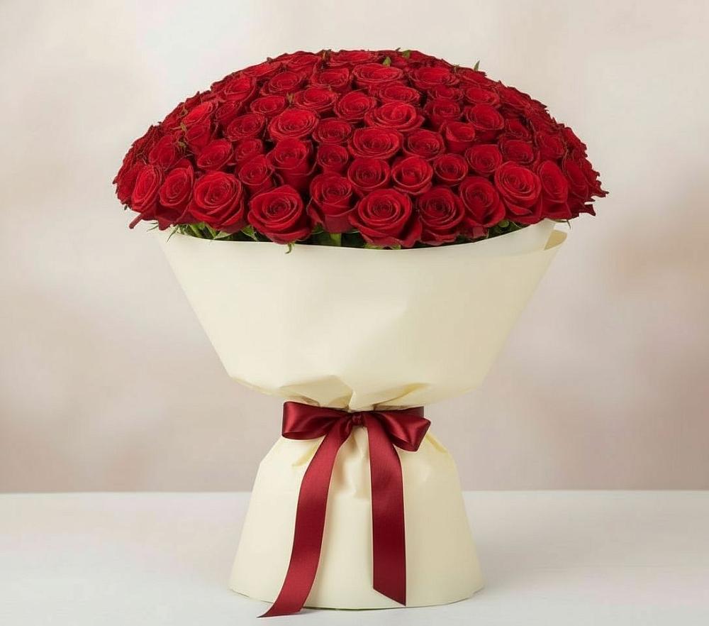 Букет 101 Красная роза Милано в Малке