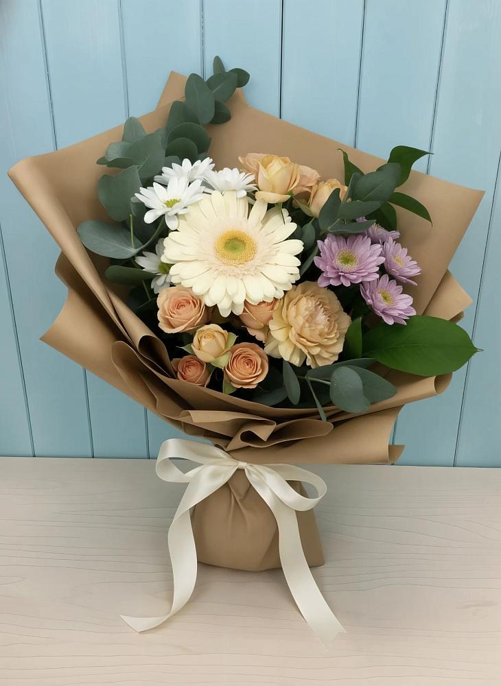 Букет цветов из: Герберы и Хризантемы в Малке