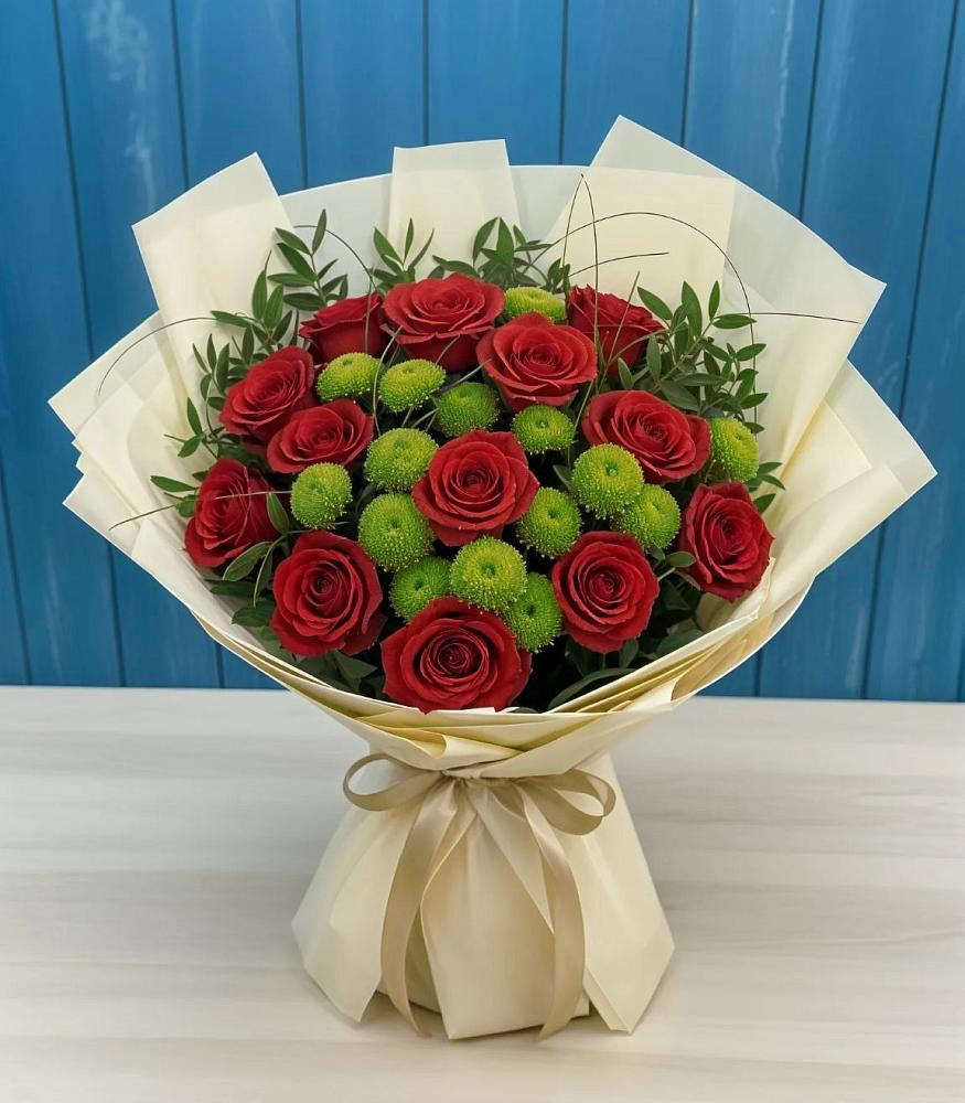 Букет цветов из: Розы и Хризантемы в Малке